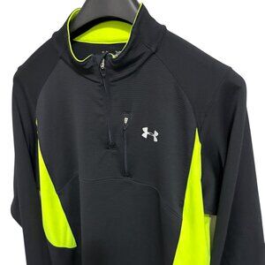 Under Armour Loose Fit 1/4 Zip Pullover Sweater Black Yellow Men's Size XL